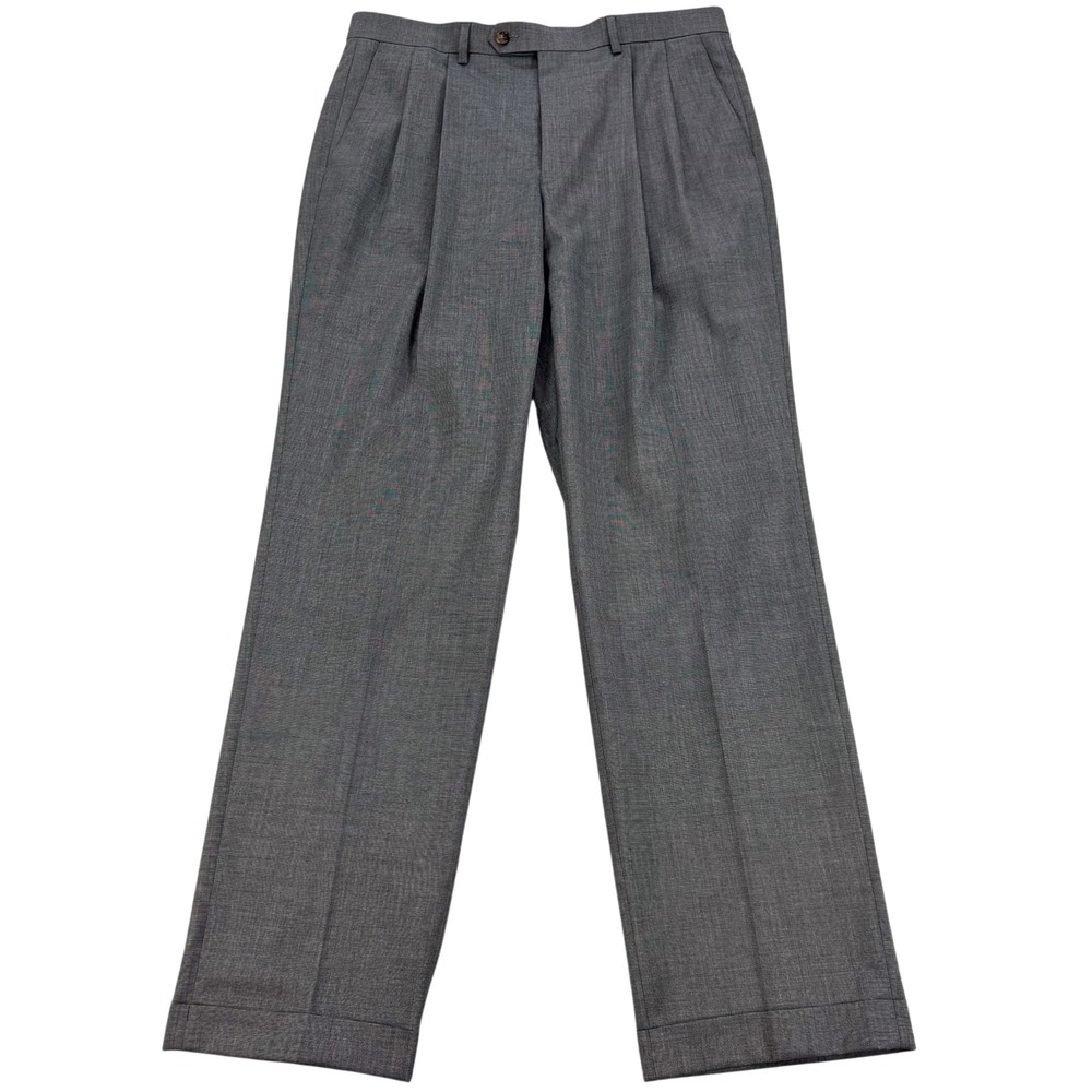 Ralph Ralph Lauren Dress Pants Mens 34x32 Gray Pleated Stretch Microfiber Office